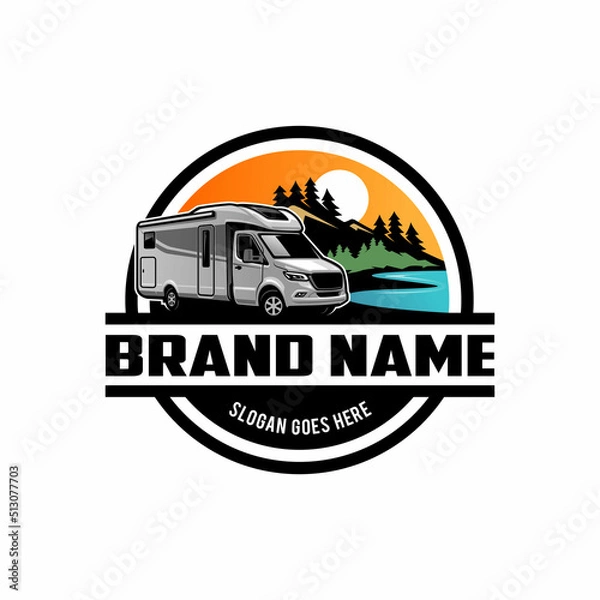 Obraz RV camping car illustration logo vector