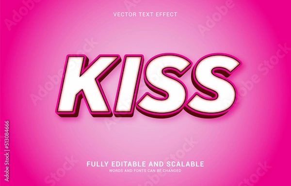 Fototapeta editable text effect, Kiss style