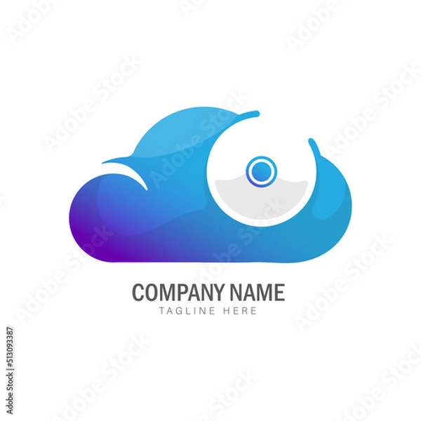Fototapeta cloud storage colorful gradient logo design template