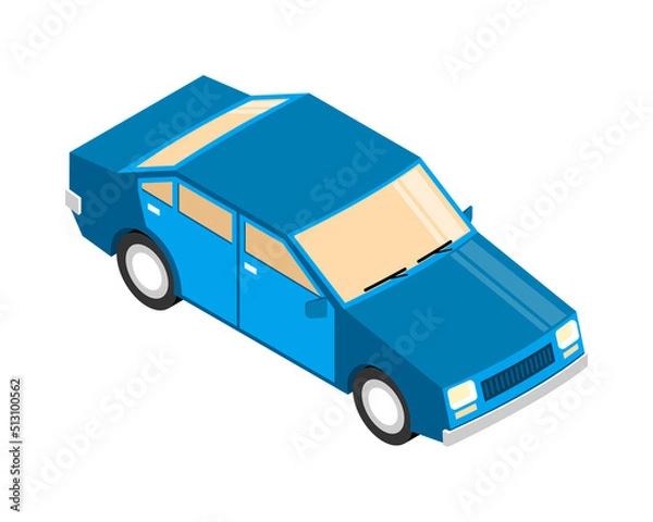 Fototapeta Isometric Blue Car Composition
