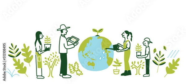 Obraz 地球の環境問題に向き合いグリーンを育てる人々