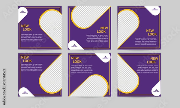 Obraz Set modern square editable banner template.  Vector illustration with photo college