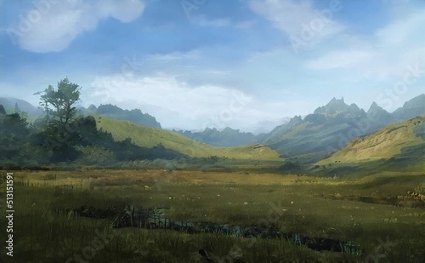 Obraz incredibly beautiful background, oil painting, realistic picture, fantasy backdrop, beautiful nature backdrop