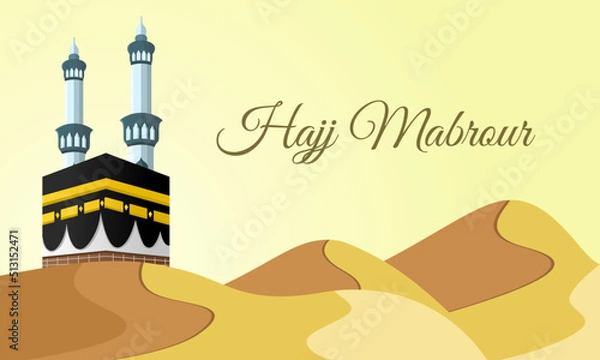 Fototapeta Hajj Mabrour Design with Kaaba and Desert Free Vector