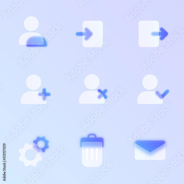 Fototapeta account glass morphism trendy style icons. account transparent glass color vector icons with blur and purple gradient. for web and ui design, mobile apps and promo business banners and posters
