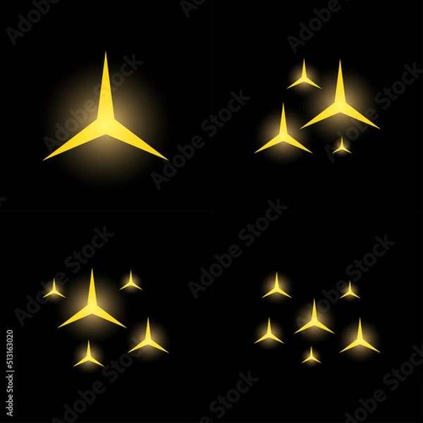 Fototapeta Set of stars sparkles, flat design