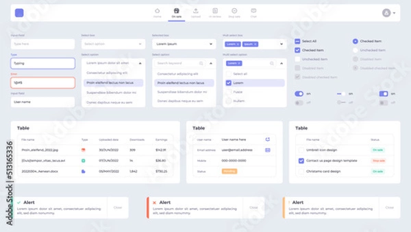 Obraz Icon button table input dropdown design sources