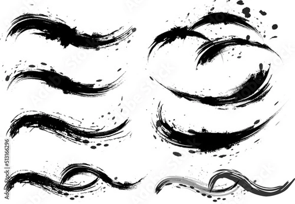 Fototapeta 躍動ある筆・水彩ブラシイラストセット