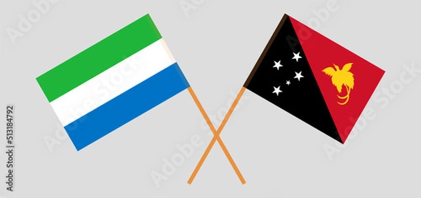 Fototapeta Crossed flags of Sierra Leone and Papua New Guinea. Official colors. Correct proportion