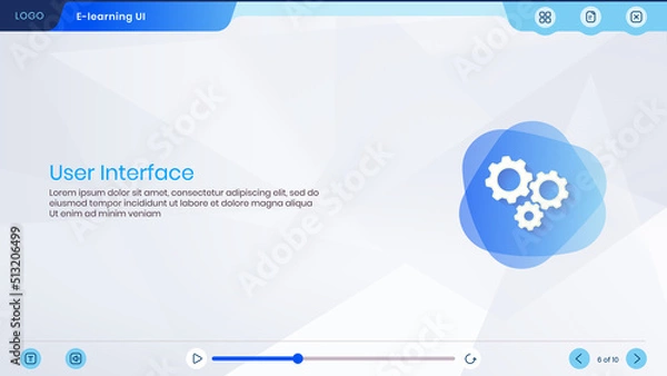 Obraz Course layout, Assessment, e-learning template, User Interface, UI, UX, education, training module, Editable icons