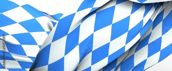 Fototapeta Flag of Bavaria, Germany. 3D rendering illustration of waving sign symbol.