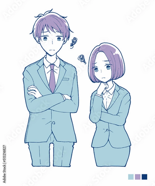 Fototapeta もやもやするスーツの男女