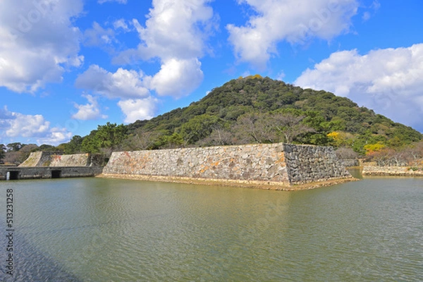 Fototapeta 萩城跡「内堀と石垣」