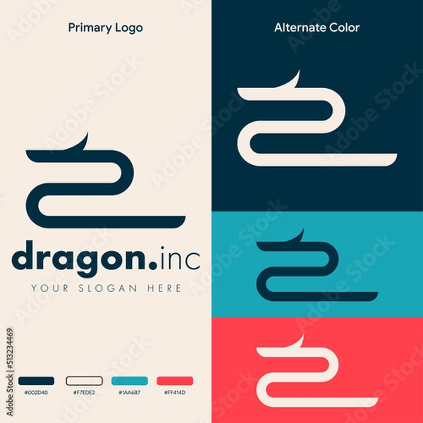 Obraz minimalist simple dragon logo design