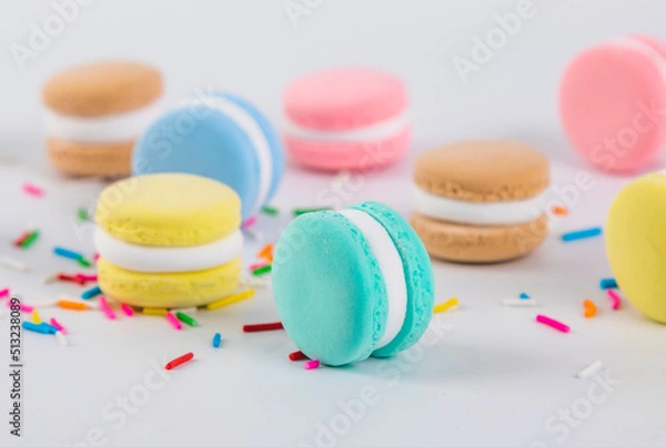 Fototapeta Colorful and delicious macaron cake