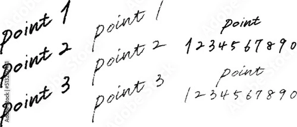 Obraz Point1 2 3　ペンや鉛筆で書いたような手書き素材