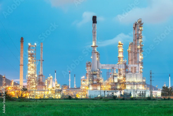 Fototapeta Oil refinery in the middle of field (Thailand)