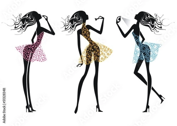 Obraz Три силуэта девушек