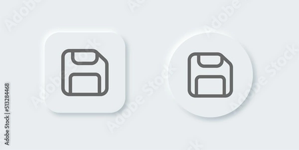 Obraz Disk line icon in neomorphic design style. Floppy disk vector sign for storage.