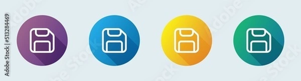Fototapeta Disk line icon in flat design style. Floppy disk vector sign for storage.