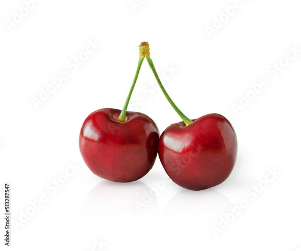Fototapeta Sweet cherry isolated on white background close up.