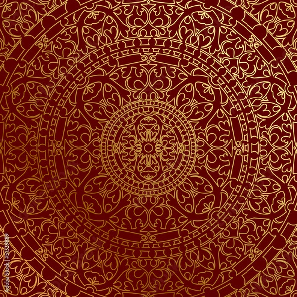 Obraz Vector oriental blue background with gold ornament
