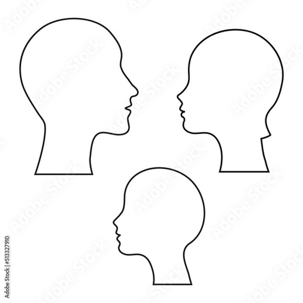 Fototapeta Outline silhouette Family icons head  on an isolated background.Default avatar profile icon.EPS10.