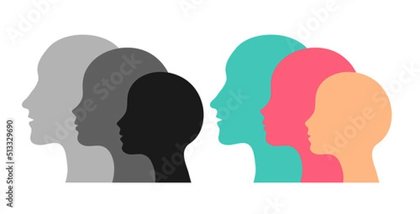 Fototapeta  Silhouette Family icons head in profile on an isolated background.Default avatar profile icon.EPS10.