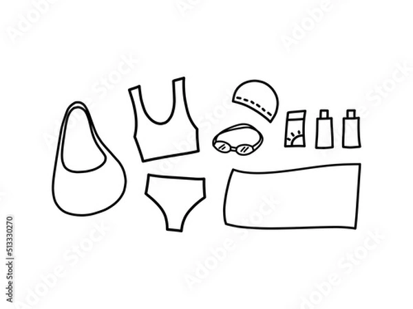 Obraz Doodle art of swimming set. Graphic element for sport and healthy concept.