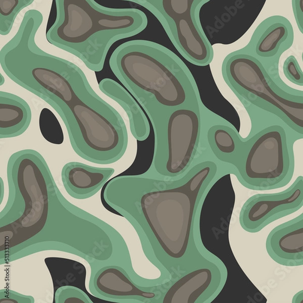 Fototapeta Camouflage seamless pattern modern. Abstract camo from water spots. Print on fabric on textiles. Vector
