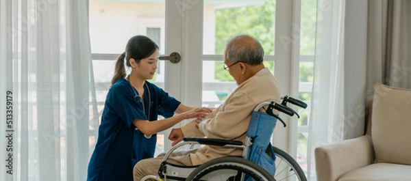 Fototapeta Nursing care for the elderly at home.