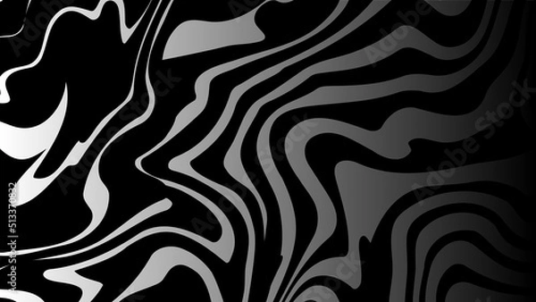 Fototapeta Optical wave. Dynamic distorted wave. Marble abstract background. Distorted black lines. Watercolor patterns. Vector illustration.
