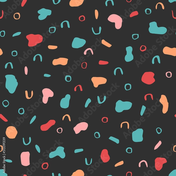 Fototapeta Vector seamless pattern with abstract doodles. Cute design for wrapping paper, textile, stationery, wallpaper.