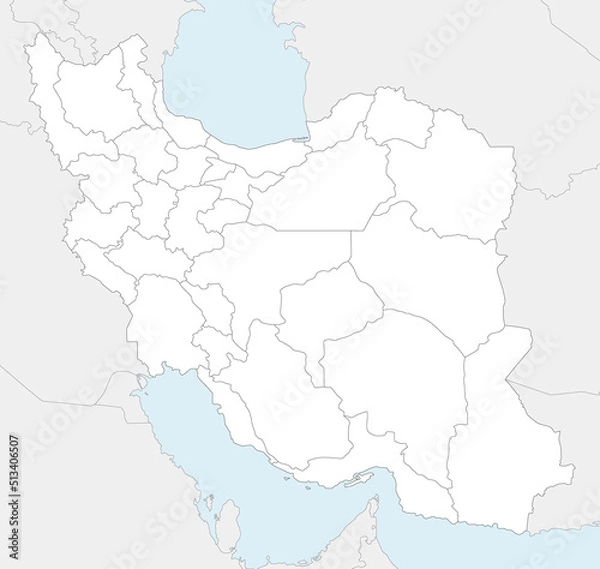 Fototapeta Vector blank map of Iran with provinces and administrative divisions, and neighbouring countries. Editable and clearly labeled layers.