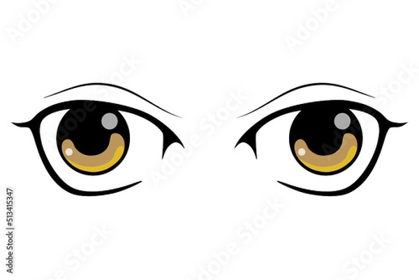 Fototapeta cute cartoon eyes Collection of cartoon eyes with a variety of emotions Japanese faces of male and female characters. Cartoon eyes. For shirt screen work. Vector illustration on a white background.