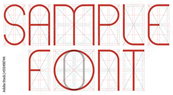 Obraz Editable light/slim font concept with grid template.