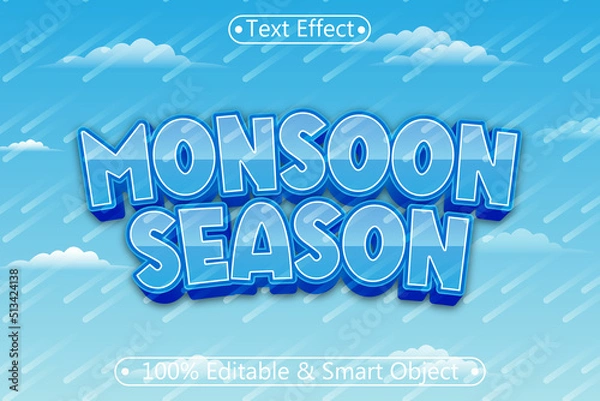 Fototapeta Monsoon Season editable 3 dimension Emboss Modern style