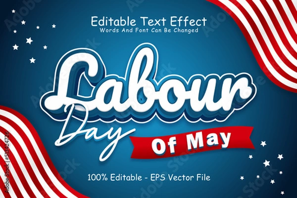 Fototapeta Labour Day Of May Editable Text Effect 3 Dimension Emboss Modern Style
