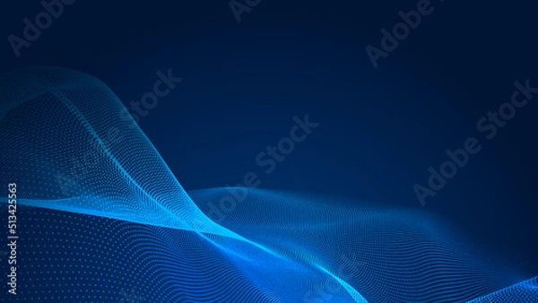 Fototapeta Abstract dot white blue wave gradient texture technology background.