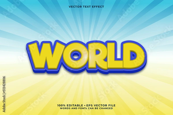 Fototapeta World Text, Editable Text Effect