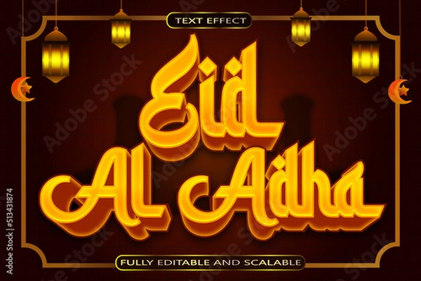 Obraz Eid Al Adha Editable Text Effect 3 Dimension Emboss Modern Style