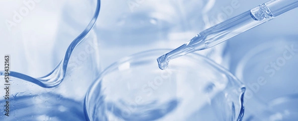 Fototapeta Chemical substance dropping, Laboratory and science experiments, Formulating the chemical for medical research, Quality control test of industry products concept.