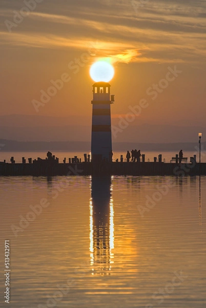 Obraz Sonnenuntergang beim Leuchtturm Podersdorf 4