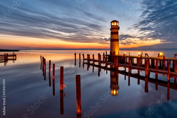 Obraz Sonnenuntergang beim Leuchtturm Podersdorf 1