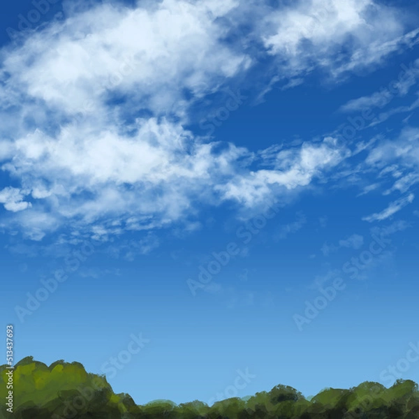 Obraz 青空と森の風景