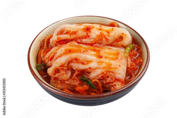 Obraz Kimchi (Korean food) close up on white background