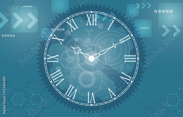 Obraz Technology vector  background abstract analog clock concept