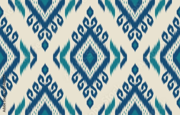 Obraz Fabric ethnic Indian style. Ethnic ikat seamless pattern in tribal. Design for background, wallpaper, illustration, fabric, clothing, carpet, textile, batik, embroidery.