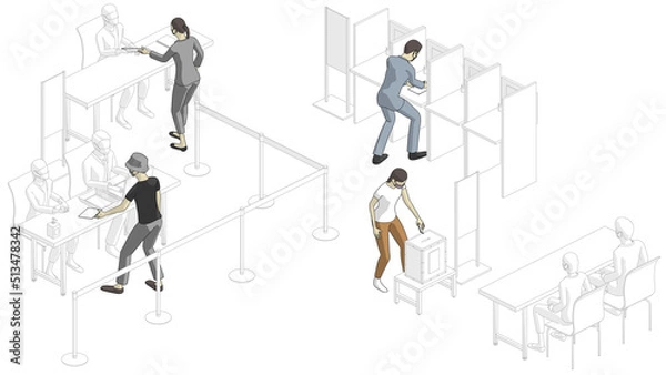 Fototapeta 選挙に行く人達