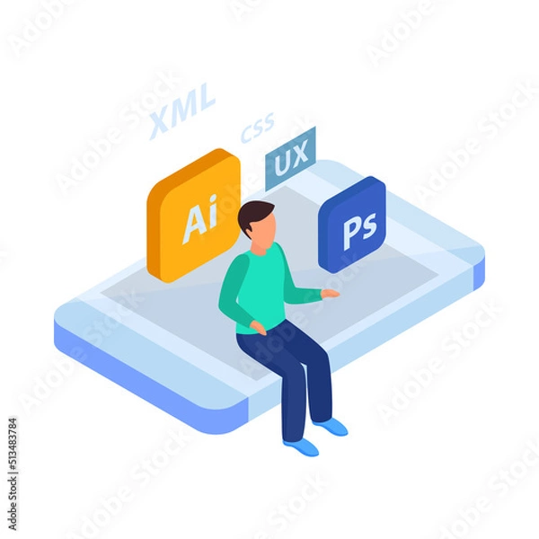 Fototapeta Smartphone Web Development Composition